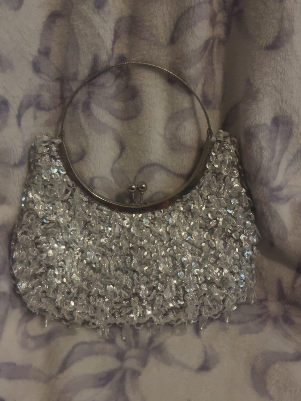 Harve Benard Silver Beaded HandBag